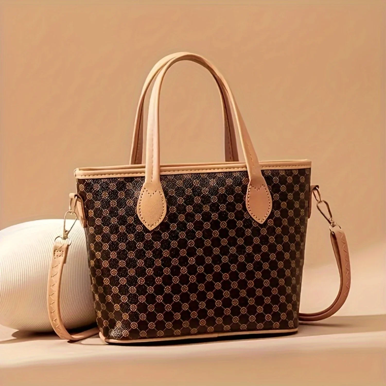 

Elegant Polka Dot PU Handbag, Retro Mini Crossbody Bag, Luxury Tote Fashion Accessory.