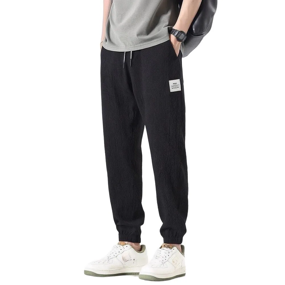 For Weekend Relaxation Mens Straight Leg Trousers Men Full Length Trousers Lightweight Construction Elastic Waistband Design