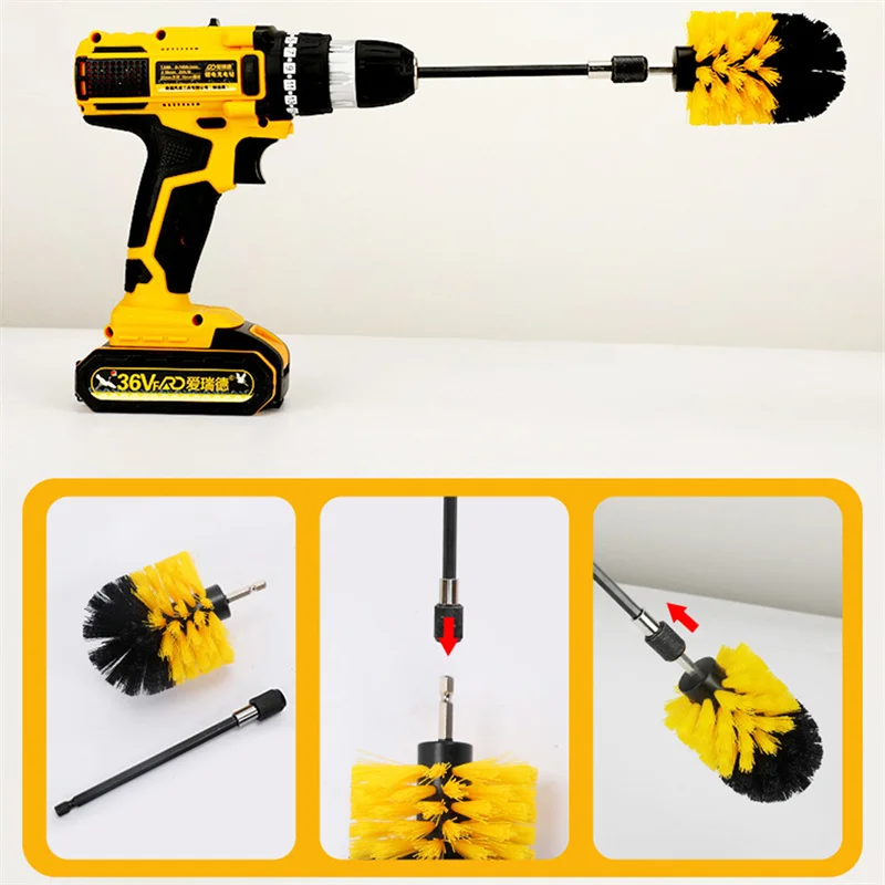 3/4/5Pcs Electric Scrubber Brush Drill Brush Kit Power Drills Scrubber Brush For Carpet Glass Car Tires Nylon Brushes 2/3.5/4/5\