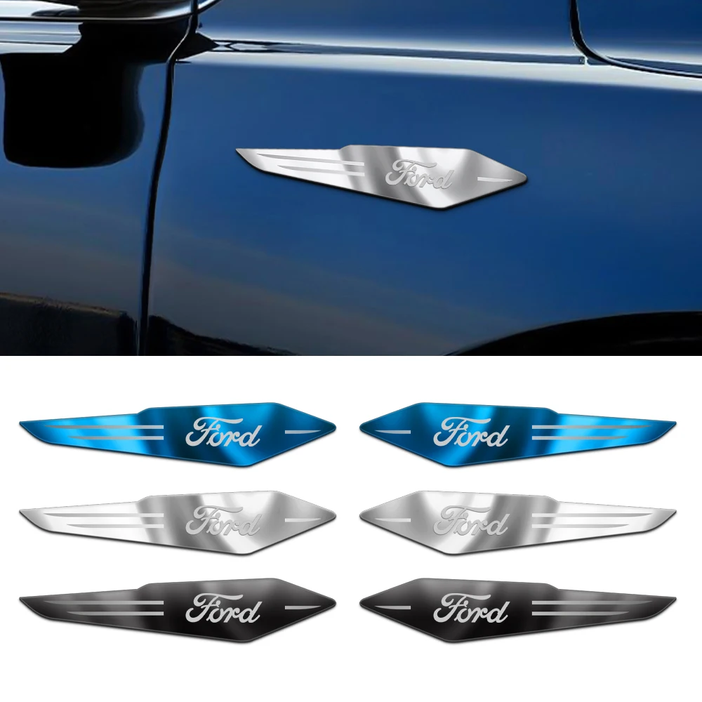 2pcs Reflective Car Body Side Fender Metal Sticker Auto Refit For Ford Mustang Focus 2 3 4 Mondeo Fiesta ecosport Kuga Fusion