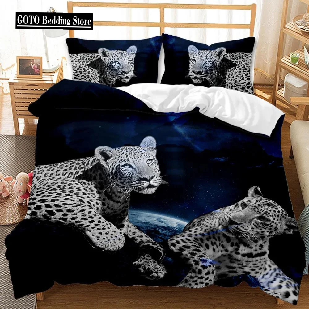 

Reactive Print Fierce Animal Lion Panther Series Duvet Cover Sets US CalifKing Queen Size Bedding Sets 3 Pcs Dropship Wholesale