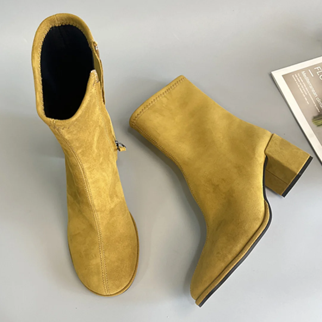 

Maxdutti Nordic Minimalist Leather High-heeled Boots Shoes 4.5cm Heels Boot For Woman Shoes Ankle Boots Women's Boots