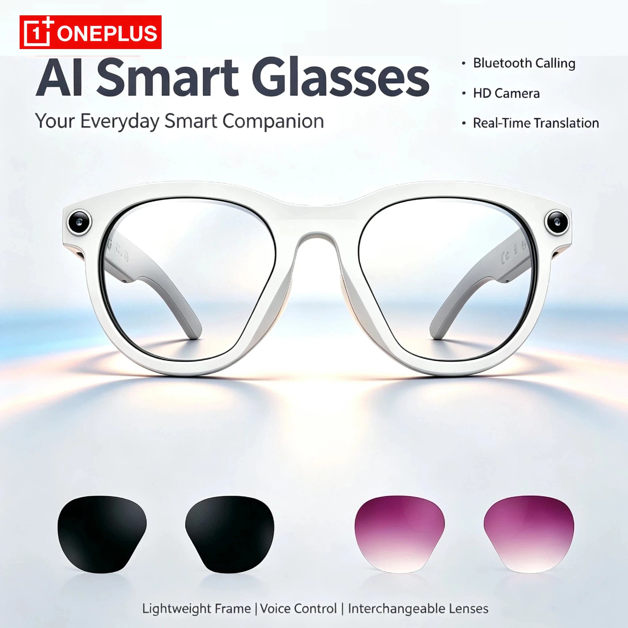 OnePlus 8KHD Smart Glasses 1200W Pixels Camera Shooting Image AI Translation Conversation Recording Music Smart Glasses 2026 New