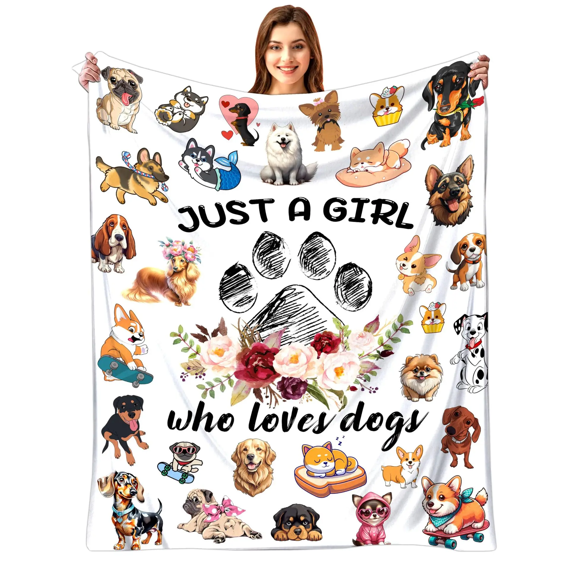 Adorable animal patterns digital-printed polyester Bedroom velvet flannel soft sofa cover blanket Fleece cover blankets for beds