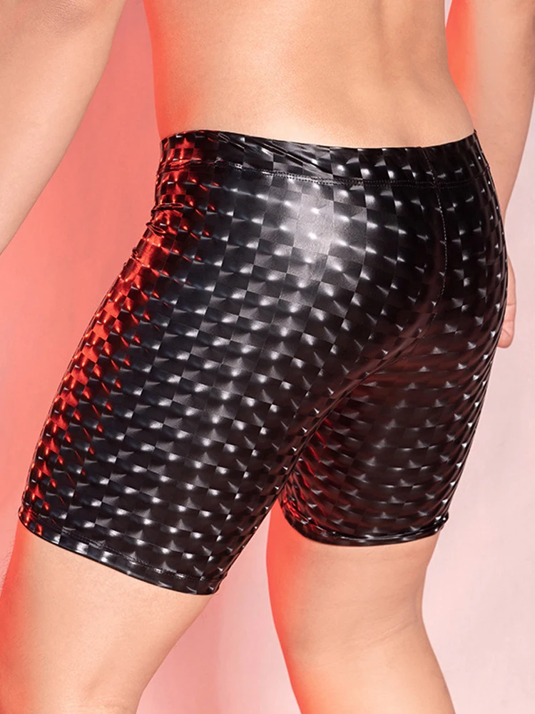 Sexy Pu Shorts Broek Met Luipaardprint Mannen Kleding Panty Mannenkleding U Uitstulpzak Broek Korte Broek Gym Boxer Man Shapewear Lift Butt