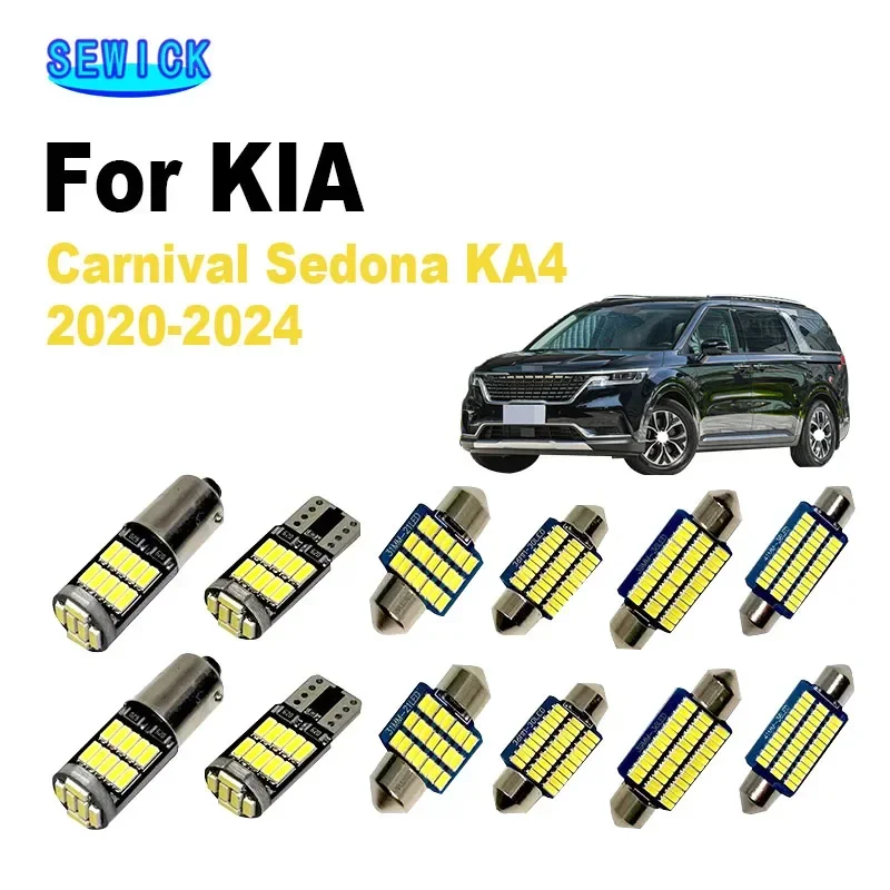 SEWICK 14 Uds LED Interior mapa cúpula maletero Kit de luz para KIA Carnival Sedona KA4 2020 2021 2022 2023 2024 Canbus accesorios de coche