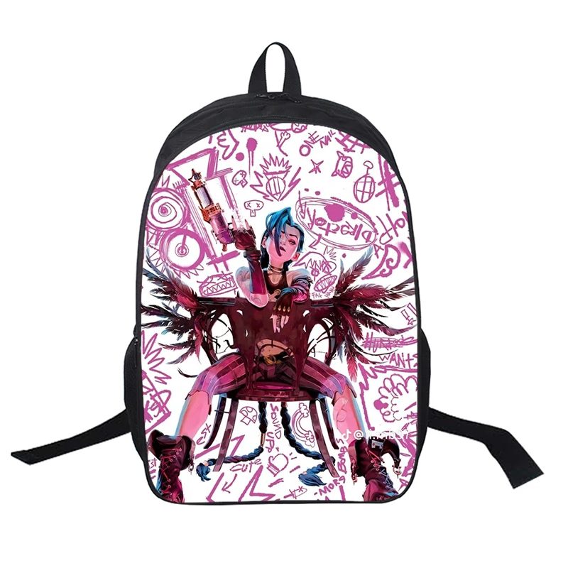 Arcane League Jinx Print School Bags for Boys Girls Unisex Laptop Backpack Bag Arcane League Lol Jinx Anime School Backpack