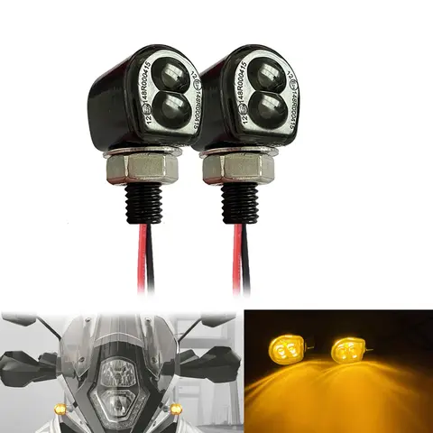 E Marked M8 Mini Motorcycle Turn Signal Light Indicator 12V Amber LED Signals Blinker Winker Lamp For Cafe Racer Bobber Honda