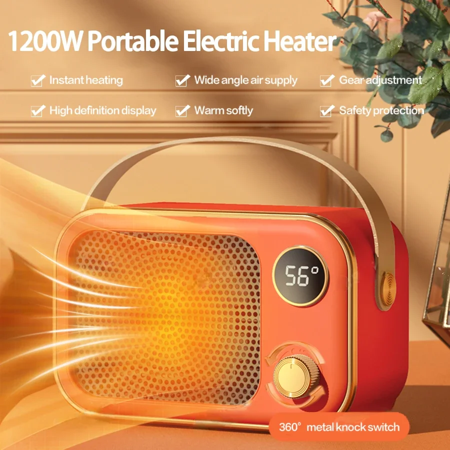 2024 New 1200W Portable Electric Heater Home Warmer Space Heater Portable With LED Display Screen PTC Ceramic Heating for Home