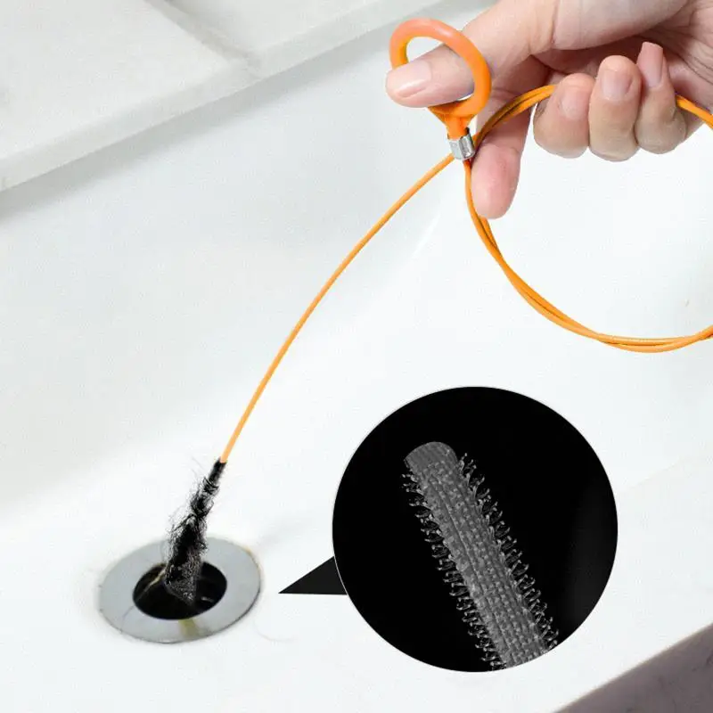 Bathroom Sink Drain Cleaner Tool Flexible Hair Clog Remover Reusable Pipeline Snake For Fast Unclogging