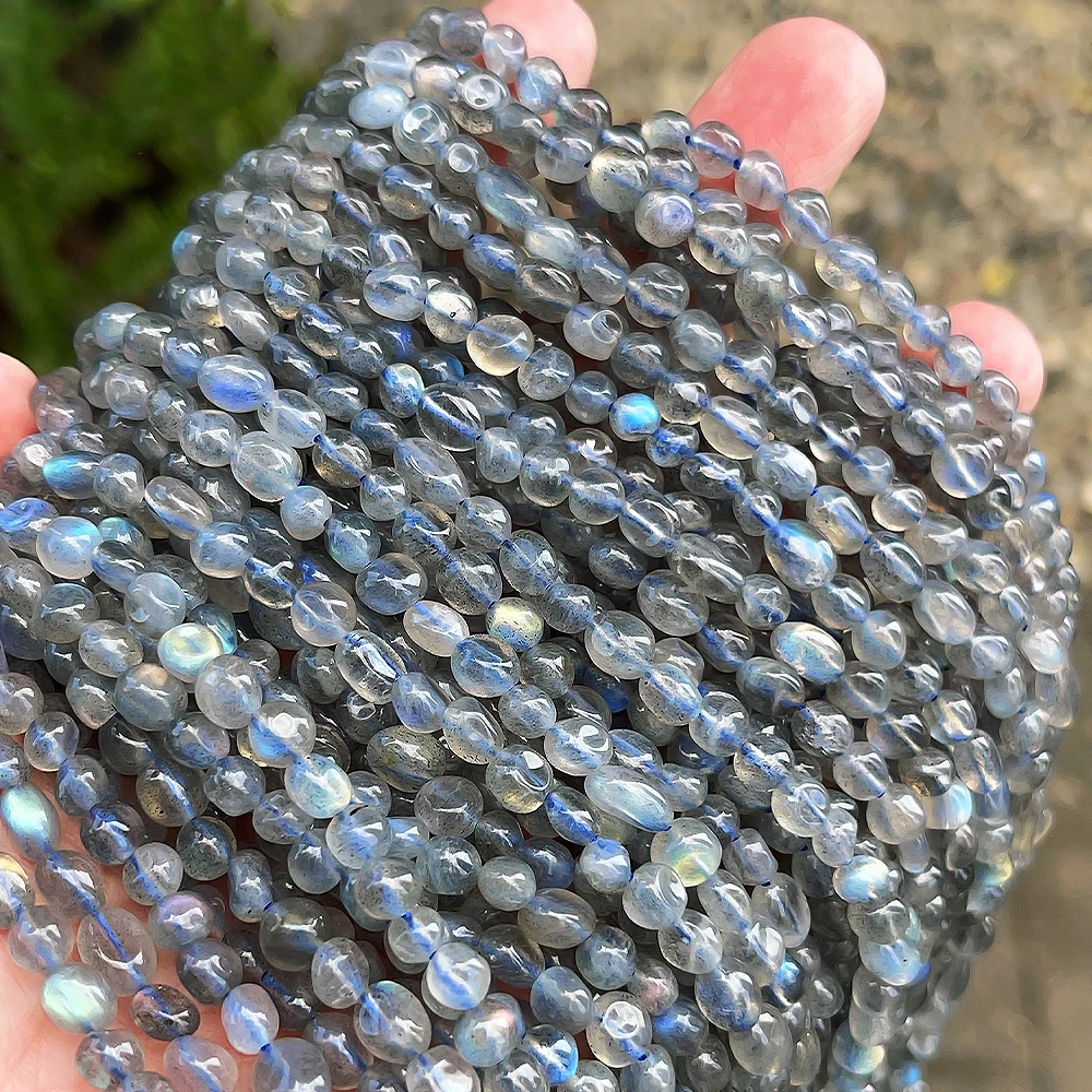 A++ Natural Madagascar Labradorite 5-6mm Irregular Pebble Beads for Jewelry Making Bracelet DIY Stone Beads Accessories