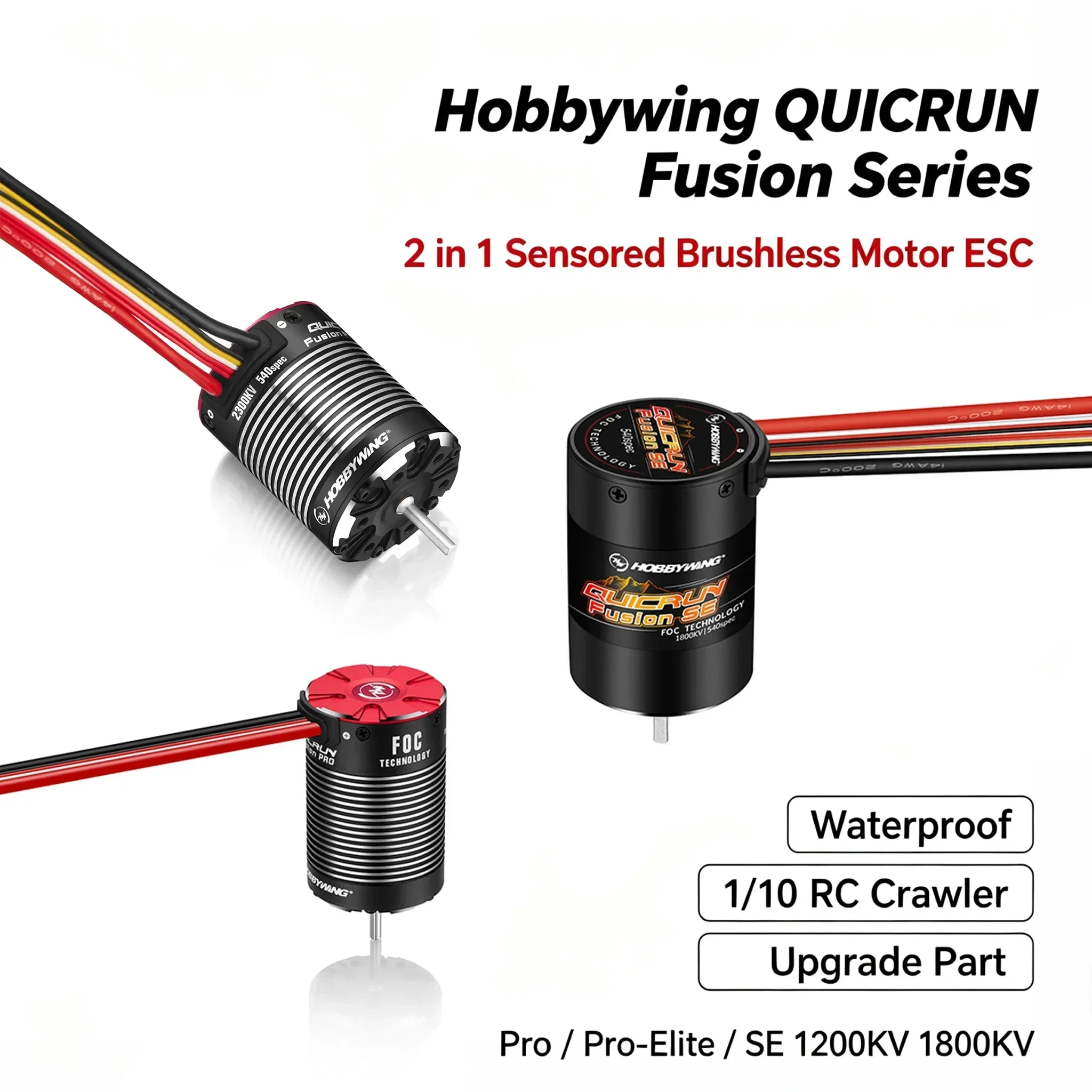 Hobbywing QUICRUN Fusion Pro Pro-Elite SE Sensored Brushless Motor ESC 2 in 1 Waterproof for 1/10 RC Crawler Car Parts