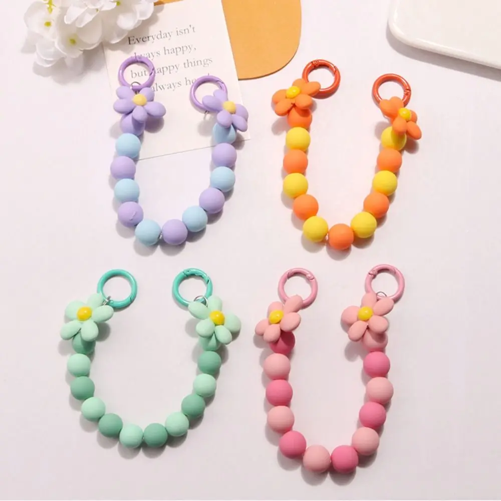 Five Petal Flower Bracelet Keychain Spray Painted Solid Colored Bag Pendant DIY Handmade Chain Mobile Phone Rope Accessories