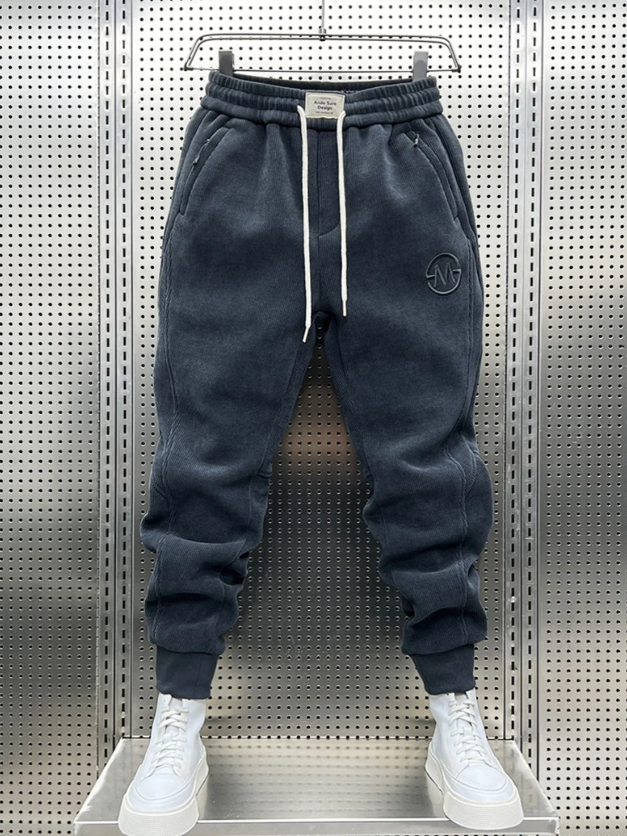

ay Corduroy Fce Lined Harajuku Sle Men's Sweatpants Winter Thiened Loose Fit Spor Trousers Casual Pants Polyester ...