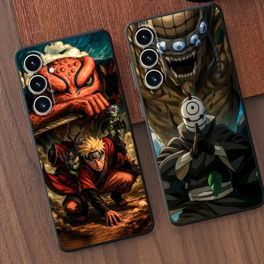 Dessin animé Uchiha Obito noir coque de téléphone souple pour Samsung Galaxy A51 A73 A26 A72 A25 A71 A24 A55 A22 A52 A35 A36 A32 A23 A53