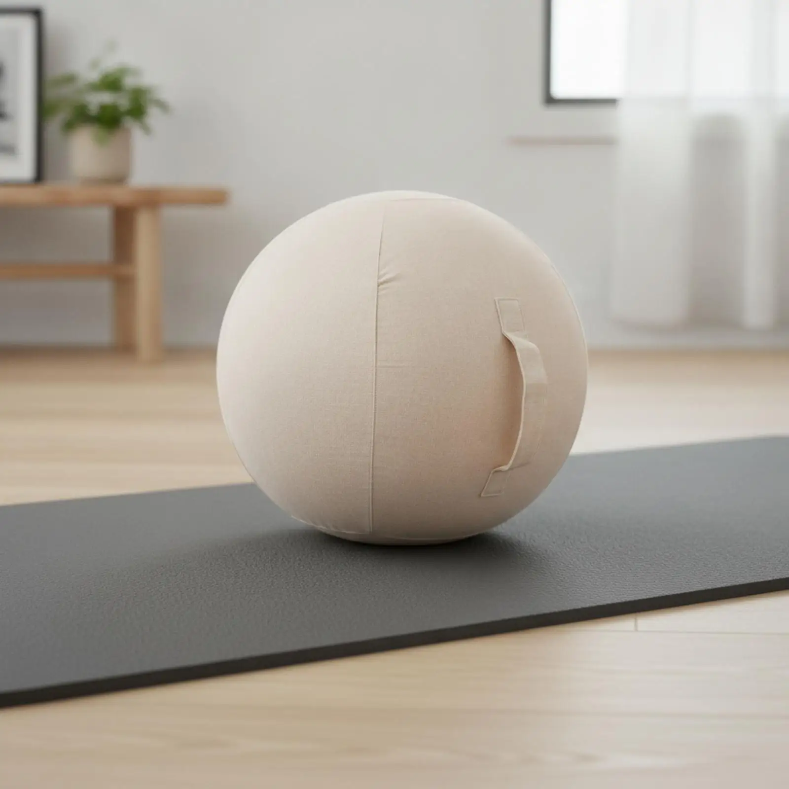 Cotton Linen Fitness Ball Cover 85cm for Yoga Ball Outer Layer Snug Fit Textured Protector for Home Gym Balance Training and