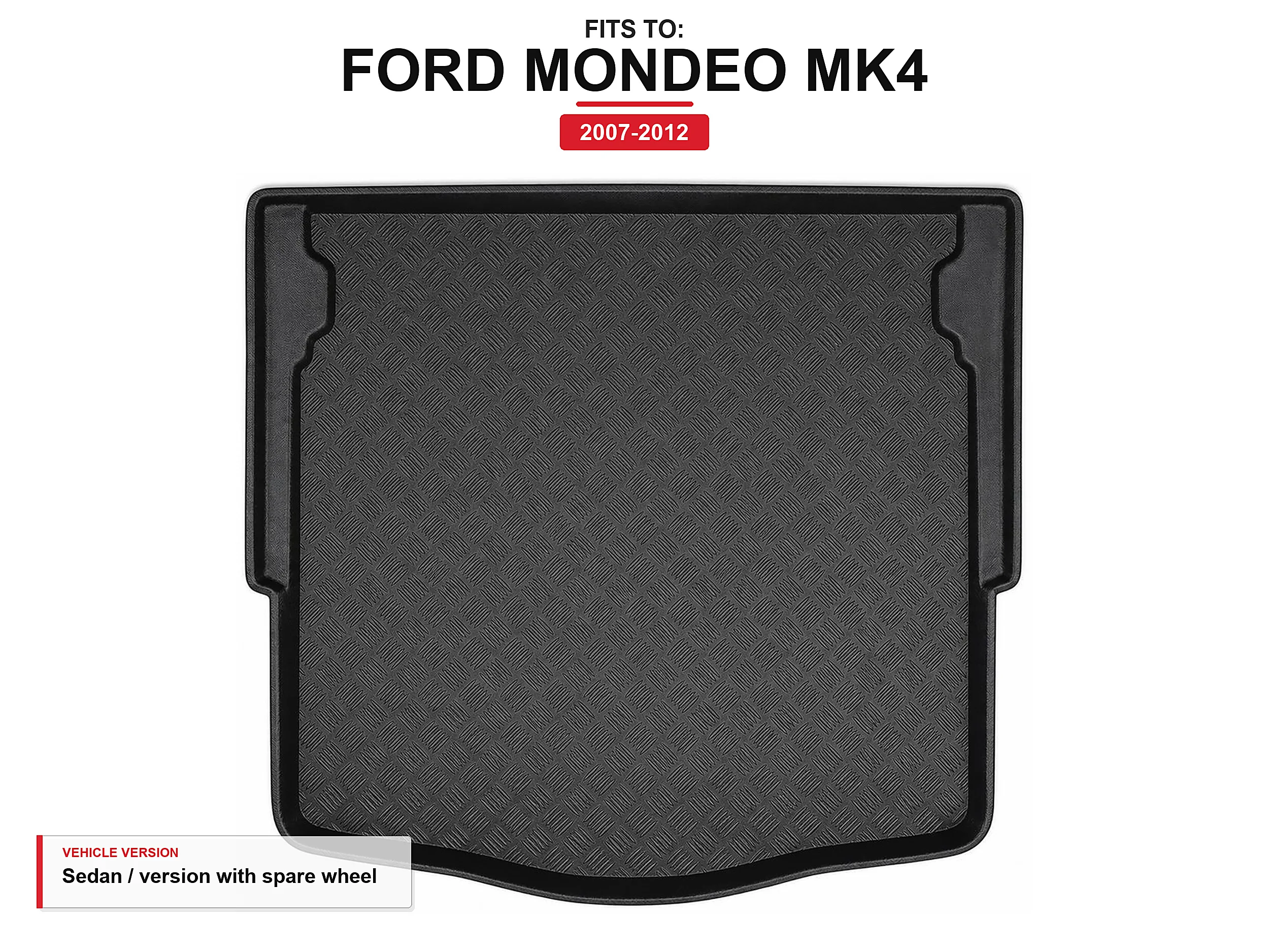 Kofferbakmat met lip voor: Ford Mondeo Mk4 2007-2012 Sedan
