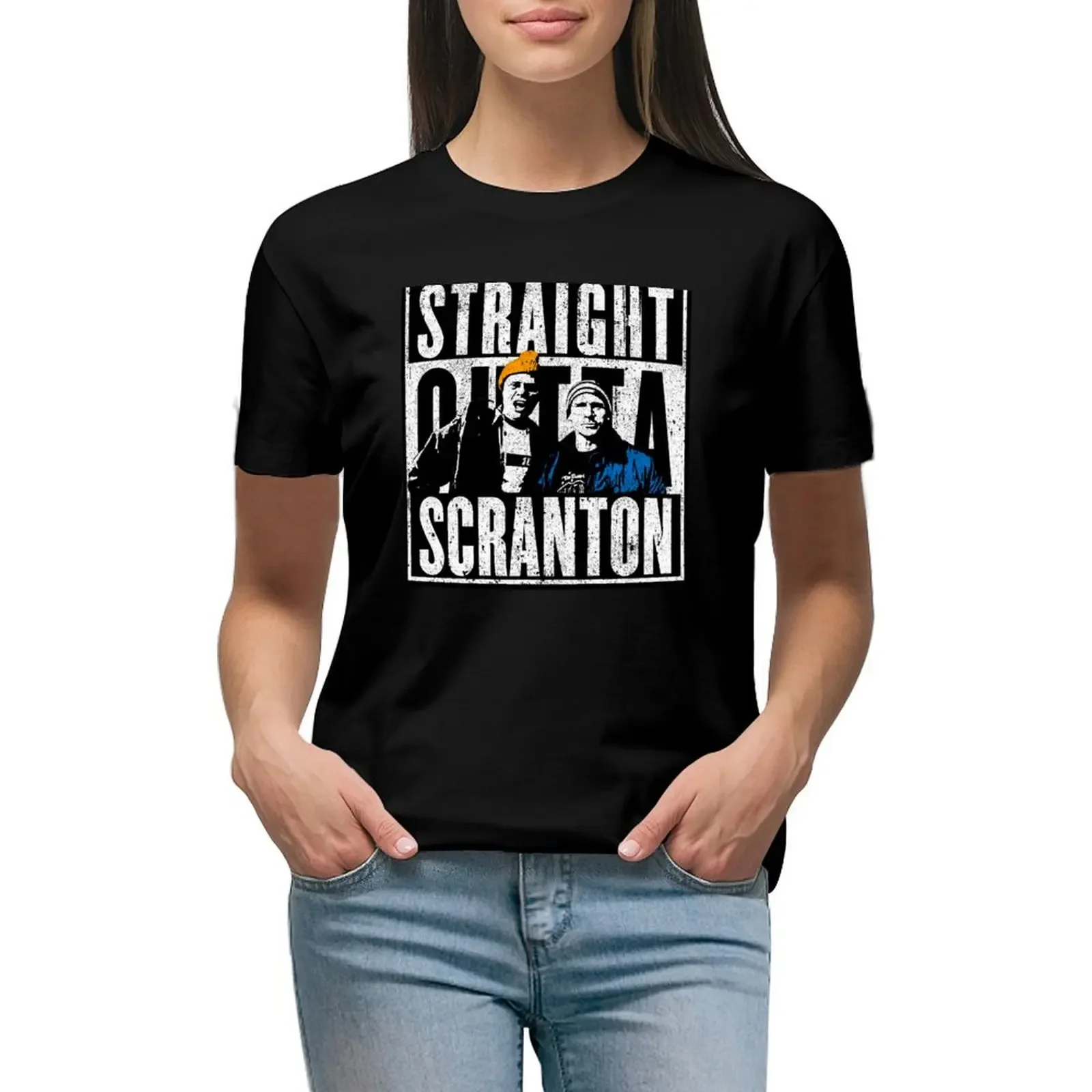 Straight Outta Scranton (Variant) - Lazy Scranton T-Shirt customs graphics Aesthetic clothing western t-shirt dress for Women