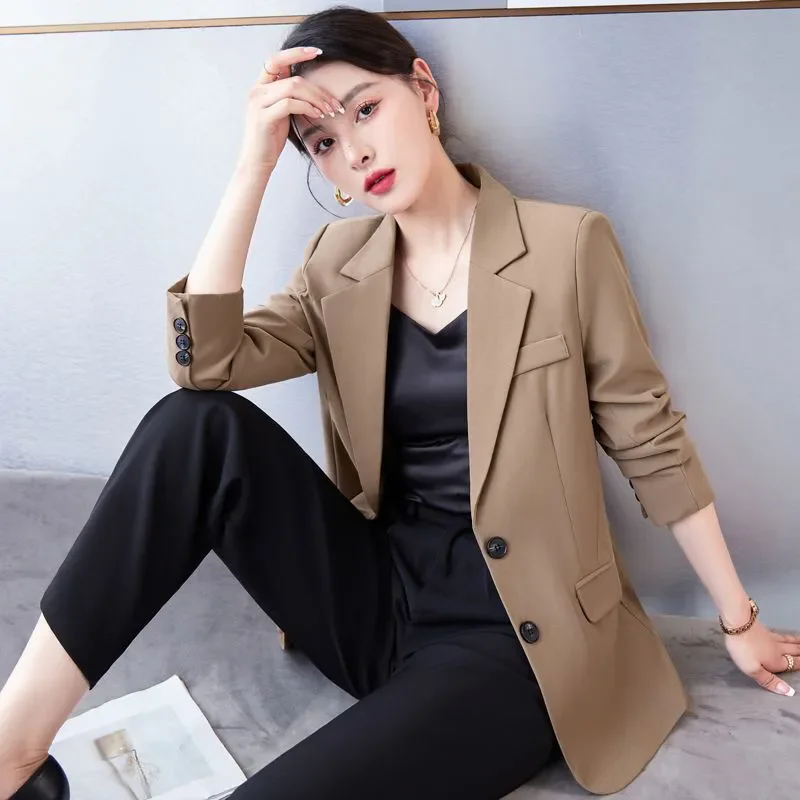 Blazer décontracté professionnel pour femmes, veste moulante à simple boutonnage, vêtements d'extérieur coréens, printemps, automne, nouveau, 2024, Y-adt