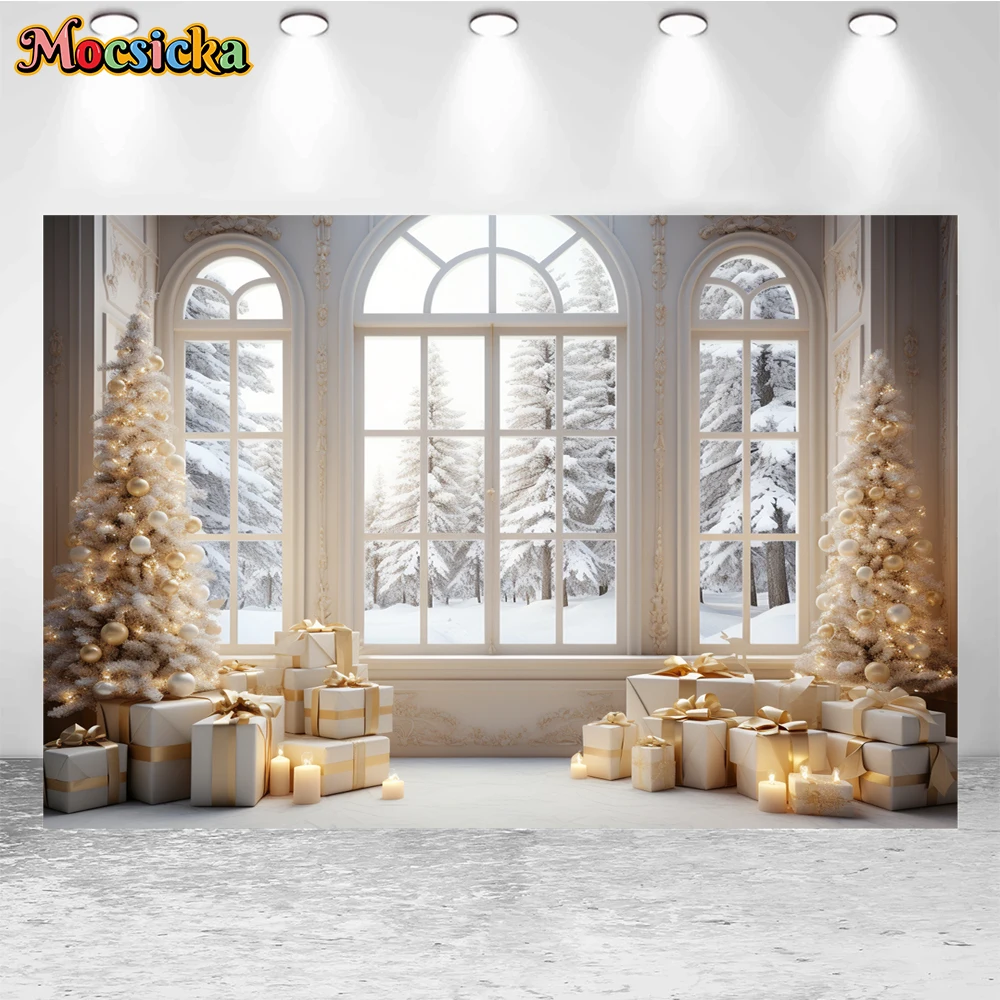 Mocsicka-خلفية تصوير شتوية لعيد الميلاد ، شجرة عيد الميلاد الرائعة ، حفلة الأعياد ، صورة عائلية ، صورة استوديو خلفية للصور