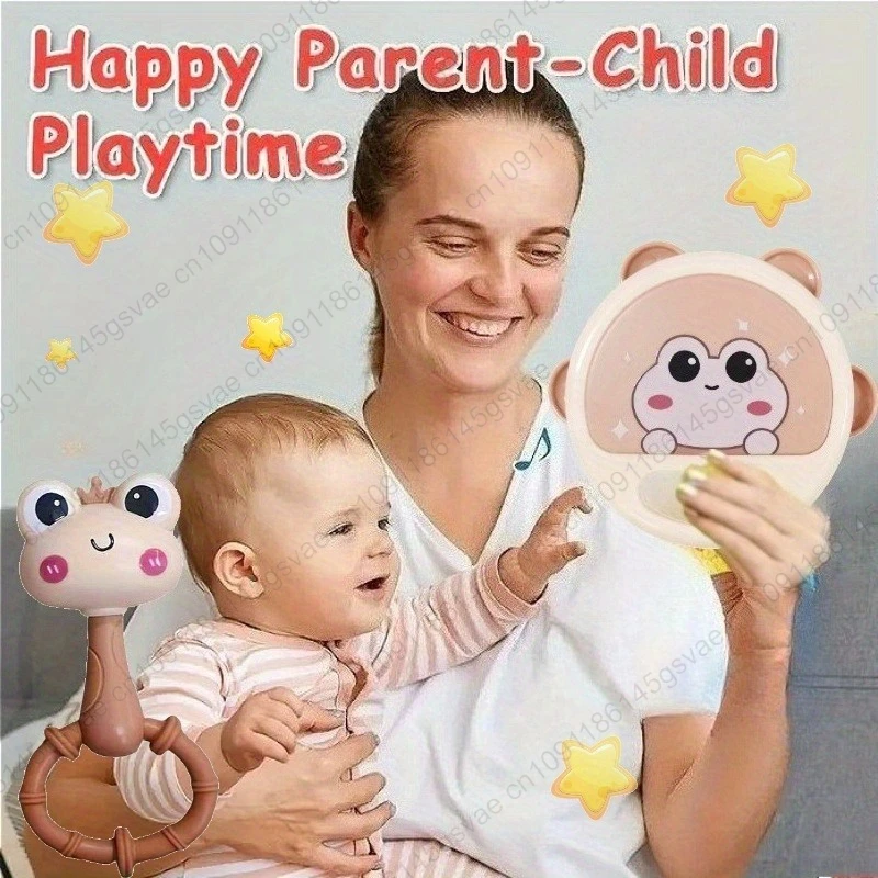 1/2 قطعة خشخيشة ضفدع لطيفة ومثيرة للاهتمام باليد للتدريب على القبضة، تحفيز اللمس وتهدئة وقت النوم، متينة وسهلة التنظيف #5