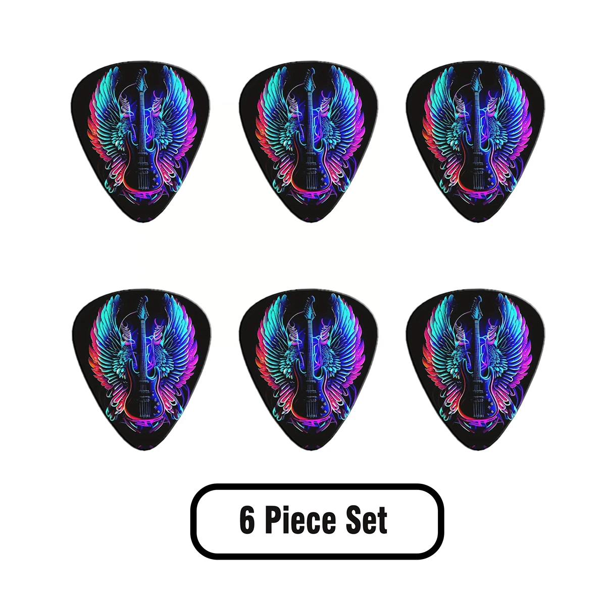 New Guitar Pick Set 6-Piece Set- Double-sided Colorful Printed Plectrums for Electric/Bass, Durable Guitar Accessories Gift Set - Detail 1
