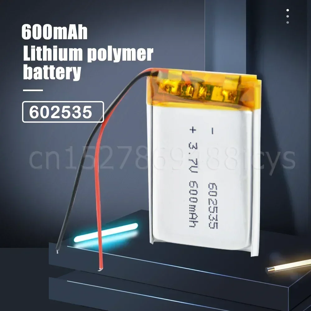 LiPo Rechargeable Battery 602535 3.7V 600mAh 1-2PCS for MP3 GPS Toy Bluetooth Speaker Headset LED Light Smart Watch