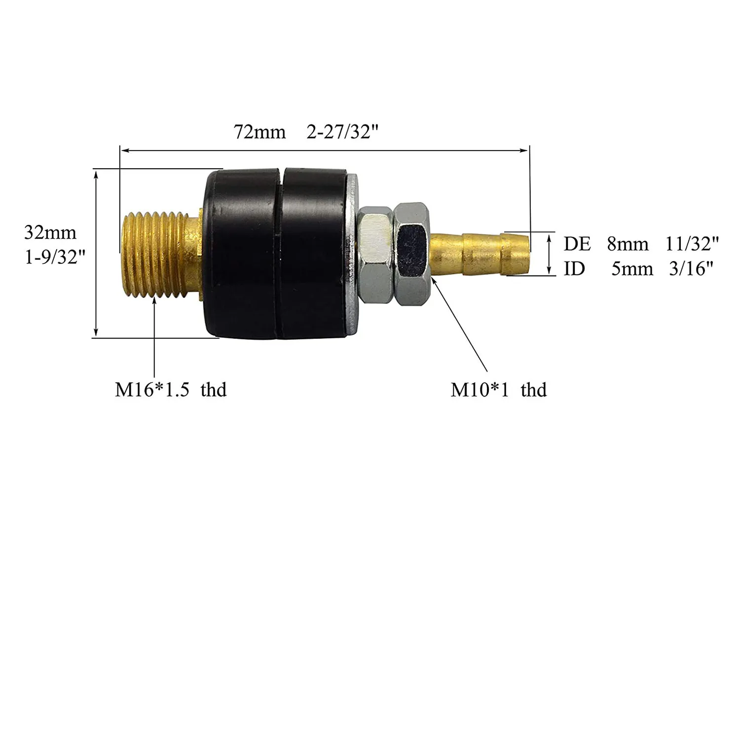 Conector elétrico e a gás de plasma s17x75 d5 m16 * 1.5, para máquina de solda