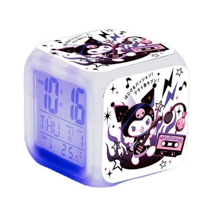 Sanrios Kuromi جديد لطيف الكرتون ساعة منبه إلكترونية طالب المهنية سطح المكتب الموقت متعدد الوظائف ساعة مضيئة صامتة #3