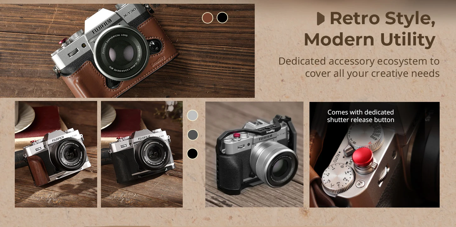 SmallRig X-T30 II L-förmige Montageplatte mit Silikongriff für FUJIFILM X-T30 / X-T30 II / X-T30 III, mit Verschlussknopfkappe 5664 – Detail 10