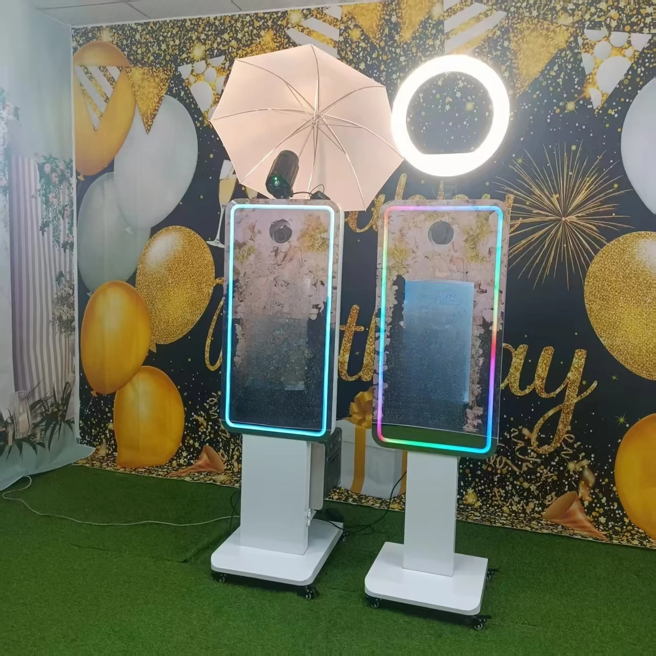 logo drop shipping magic mirror photo booth touchale selfie booth case with printer holder