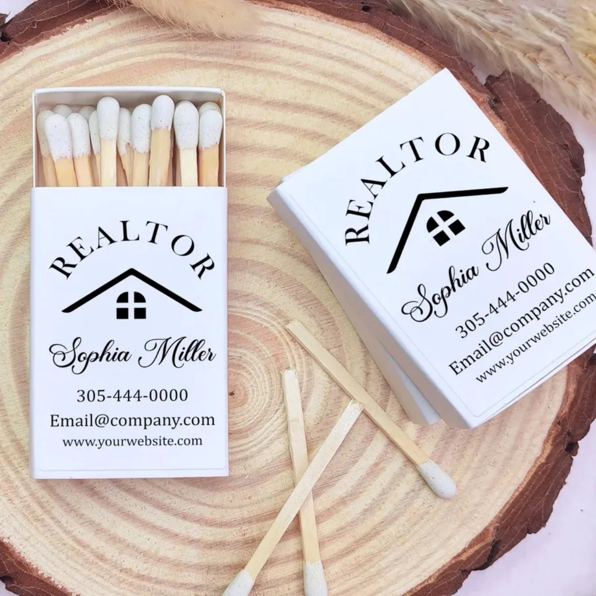 Real Estate Agent Custom Matchboxes, Realtor Closing Gifts for Buyers & Sellers, Bulk Open House Giveaways & Party Decor