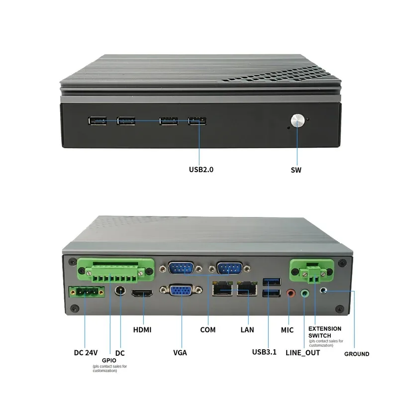 Mais recente intel raptor lake 14th gen I5-120u fanless industrial pc ddr5 suporte max 96g ram nvme ssd rs485 incorporado mini pc intel