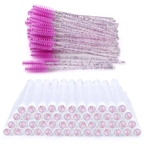 Imagen 2 del producto 100 Uds. Tubo de cepillo de cejas de diamante, estuche de varita de rímel de pestañas reutilizable vacío, cepillo de pestañas de cristal reemplazable, herramienta de maquillaje a prueba de polvo