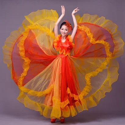 Woman Opening Dance Costume Female Flamenco Spanish Big Swing Dress Stage Performance Clothing Dancing National Costume Adult