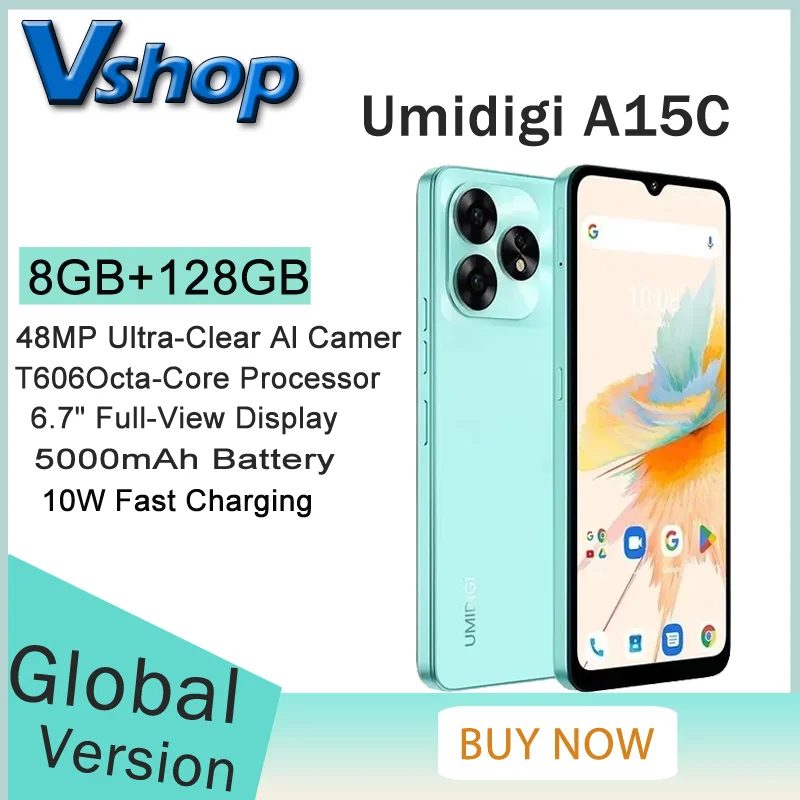 UMIDIGI A15C 8GB+128GB Android 13 Side Fingerprint Identification 6.7-inch Octa Core FHD+ Screen 64MP Camera NFC Smartphone