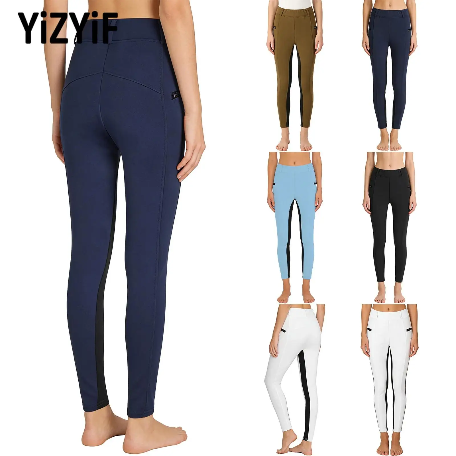 2026 News Women Equestrian Pants Elastic Waistband Horse Riding Pants Decorative Zipper Horseback Jodhpurs Training Wear