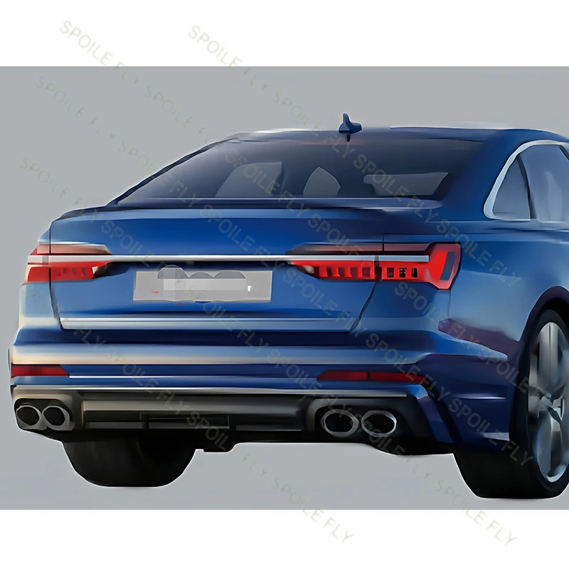 아우디 A6 S6 C8 S-라인 2019 2020 2021 고품질 ABS 배기 팁 포함 자동차 리어 범퍼 립 스포일러 바디 키트 유광 블랙 썸네일 5