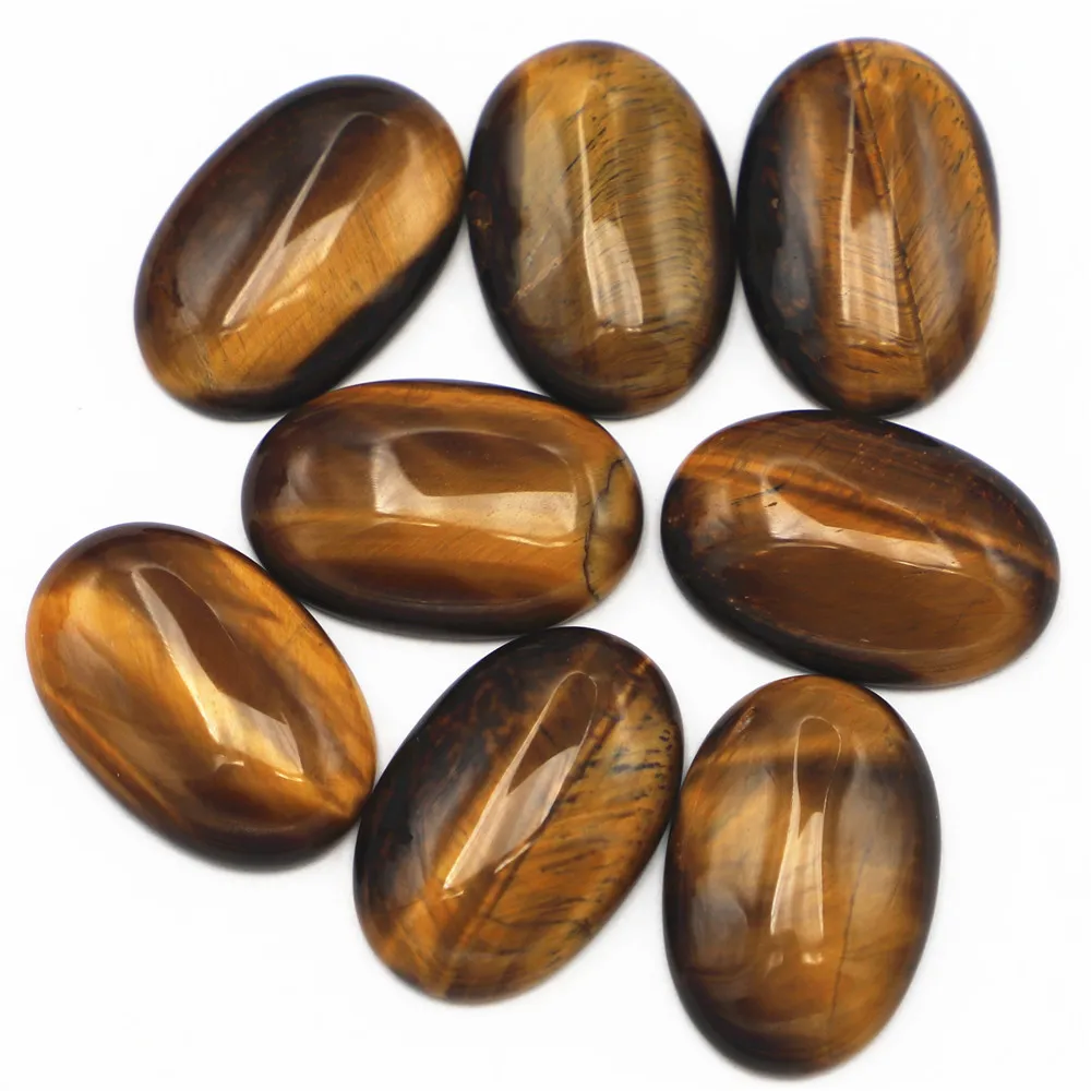 New 30x20mm Natural Stone Oval Tiger Eye Cabochon Setting Beads Fit Women Jewelry Making Supplies 12Pcs Wholesale Free Shipping