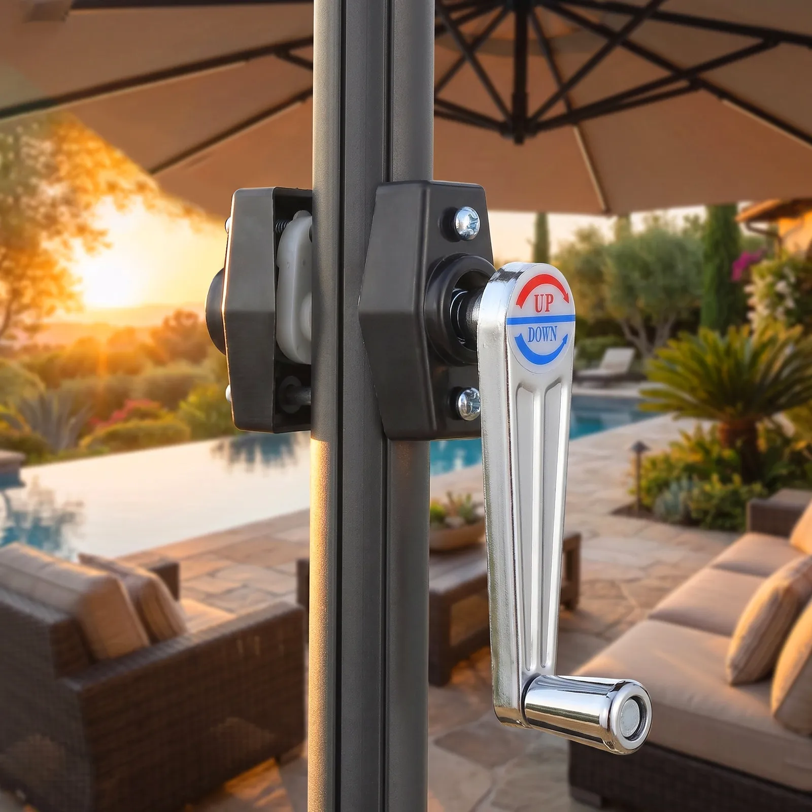 Patio Umbrella Hand Crank Outdoor Garden Parasol Crank Handle Replacement Part Balcony Deck Umbrella Repair Parasol Attachment