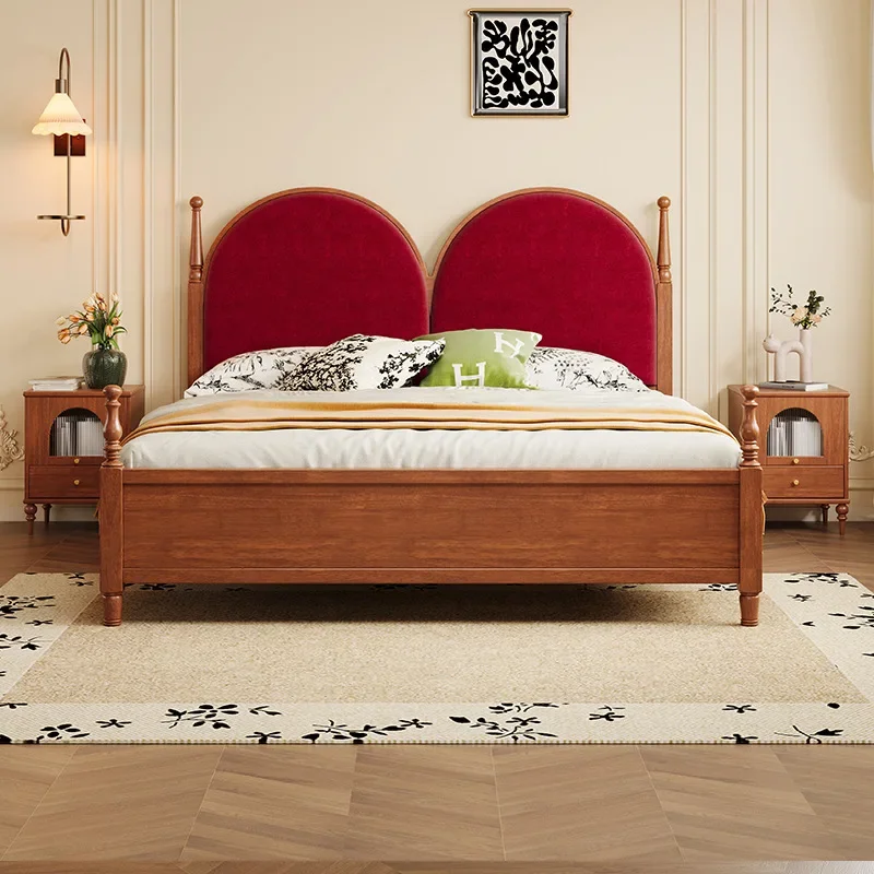 

Jingteng Juzhong antique French retro black American solid wood bed 1.8 meters 1.5 double bed wabi sandy wind B & B