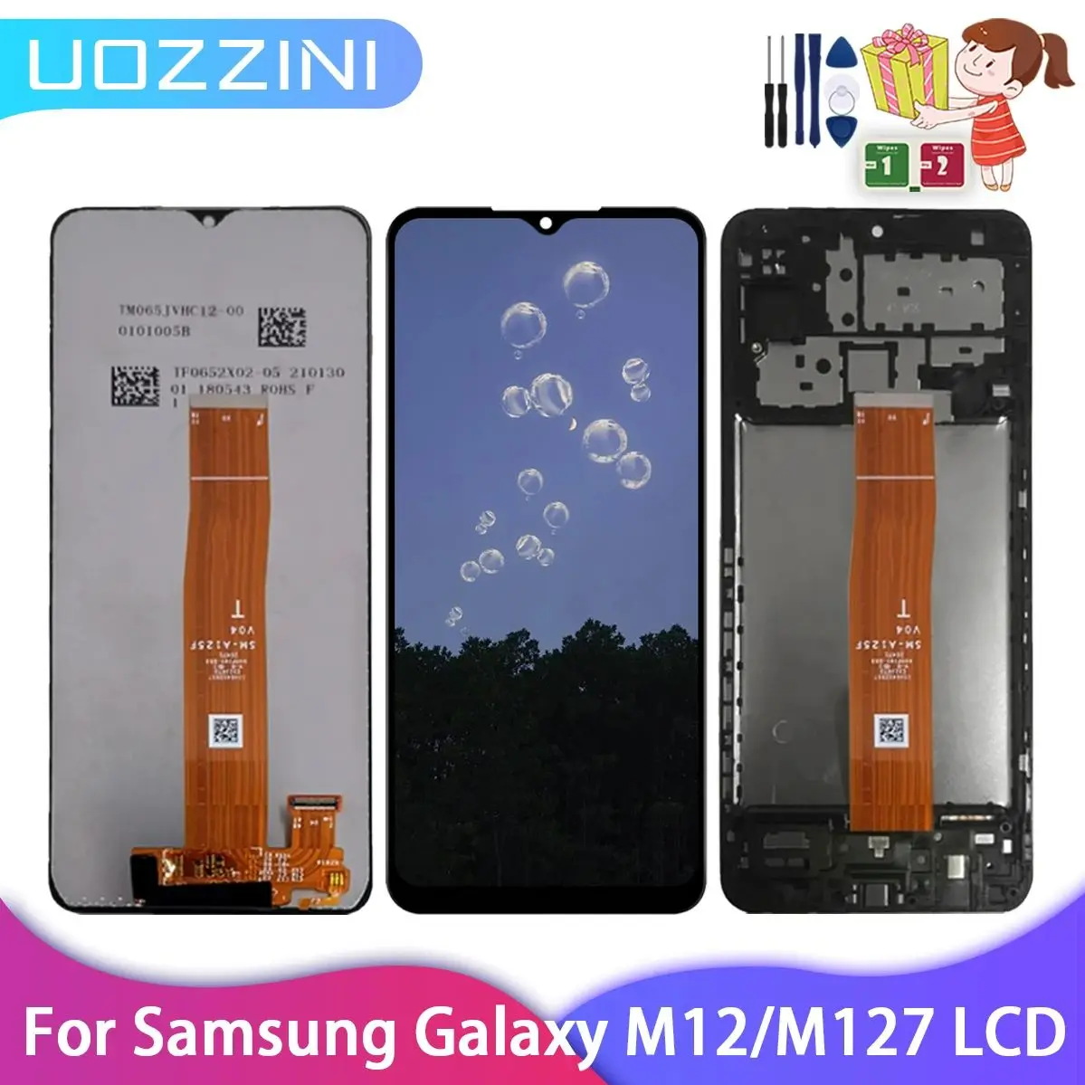 6.5 "lcd para samsung galaxy m12 m127 display digitador da tela de toque SM-M127FN/ds SM-M127F/ds SM-M127G/ds substituição