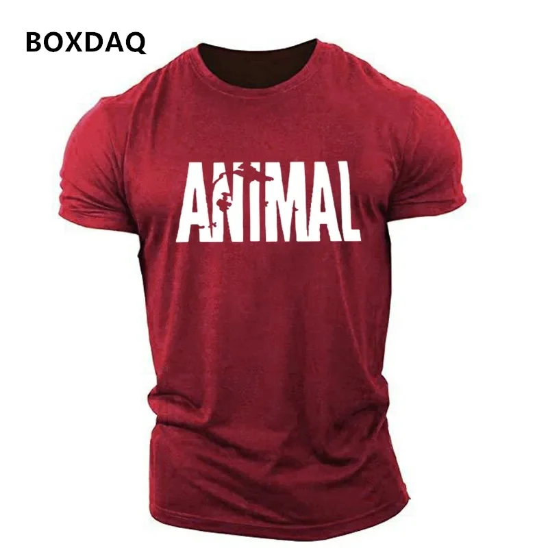 Short Sleeve Casual Fitness Sporty Tops Tee Animal Letter English 3D Print T Shirt 6XL Plus Size Men\'s Clothing Sports T-Shirts