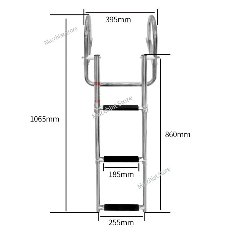 NEW 3/4-step boat ladder stainless steel boarding telescopic  sliding folding swimming launch  with step handrail