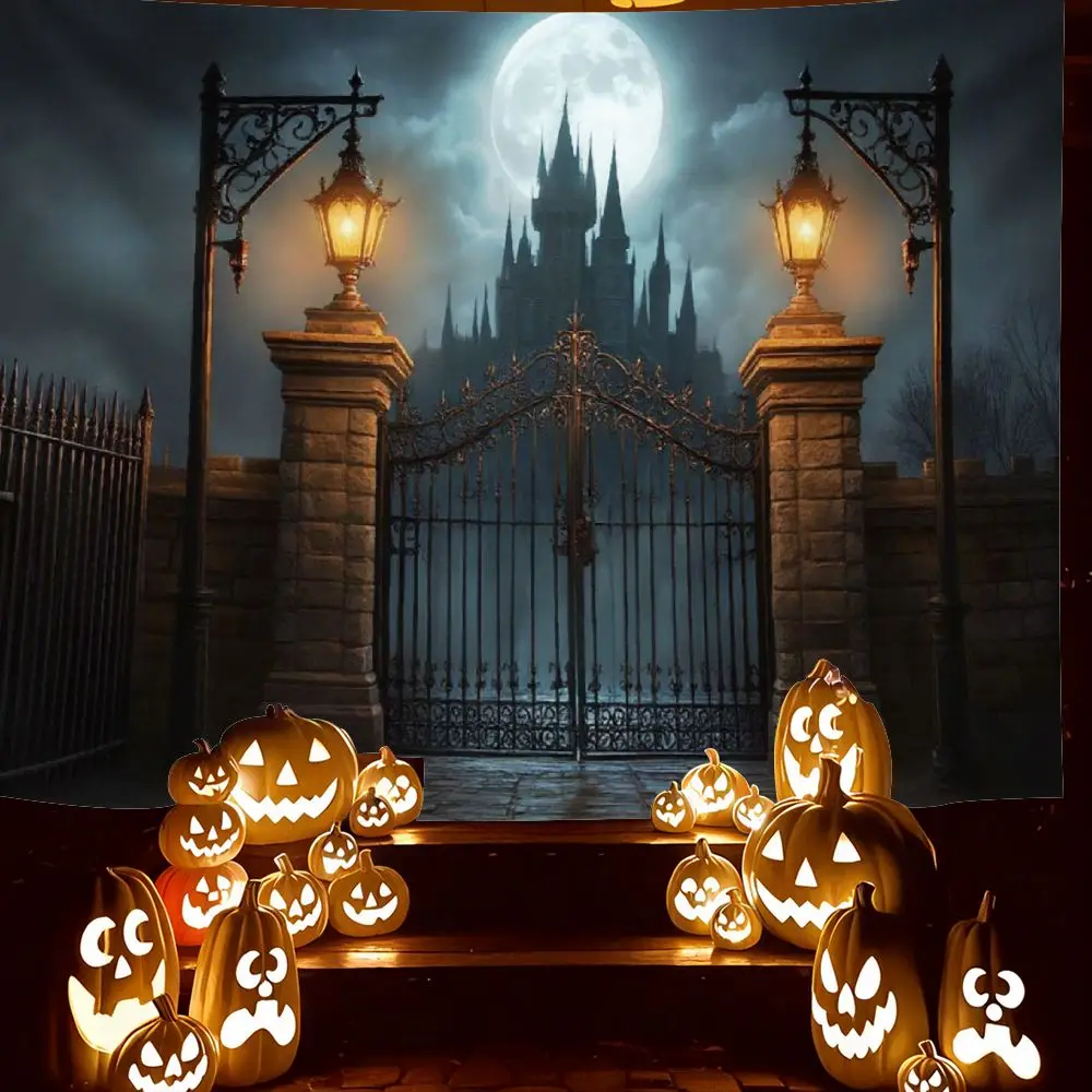 VIKAMA Elevate your Halloween party to a realm of spooky splendor using this Halloween tapestry. It transforms your living room