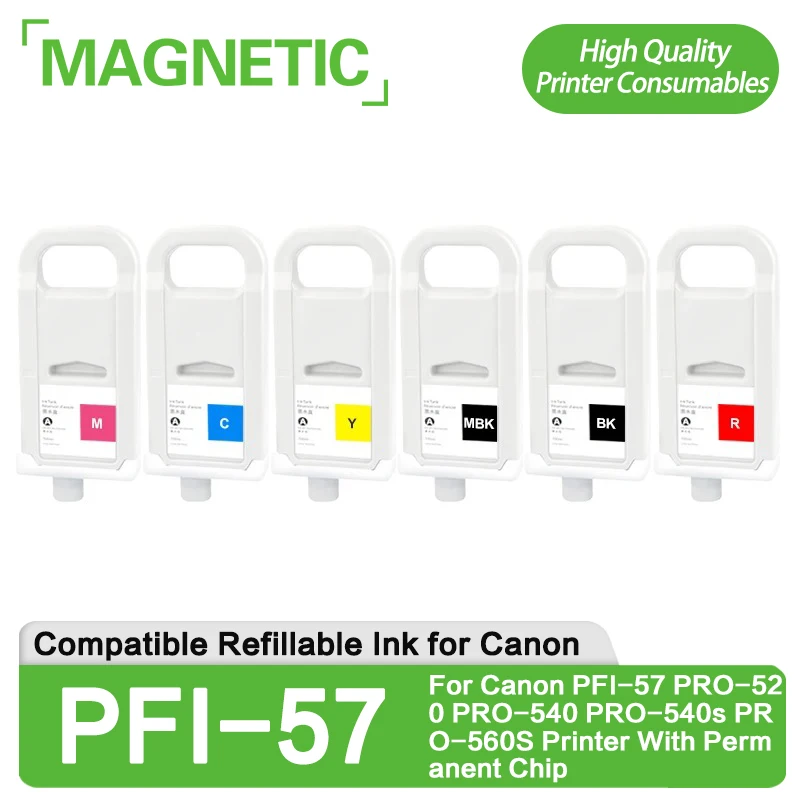 PFI-57 PFI 57 Refillable Ink Cartridge Compatible For Canon PRO-520 PRO-540 PRO-540s PRO-560s Printer With Permanent Chip