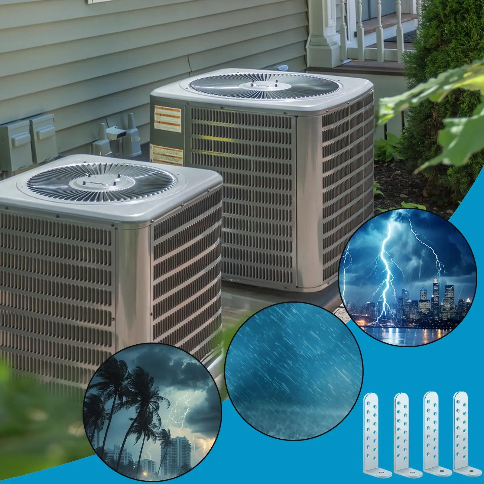 ขายึดคอนเดนเซอร์ 4 ชิ้น สำหรับติดตั้งบนคอนกรีต ขายึดคอนเดนเซอร์แบบหนา สำหรับบ้าน โรงแรม งานก่ออิฐ ภายนอกอาคาร อุตสาหกรรม ธุรกิจ