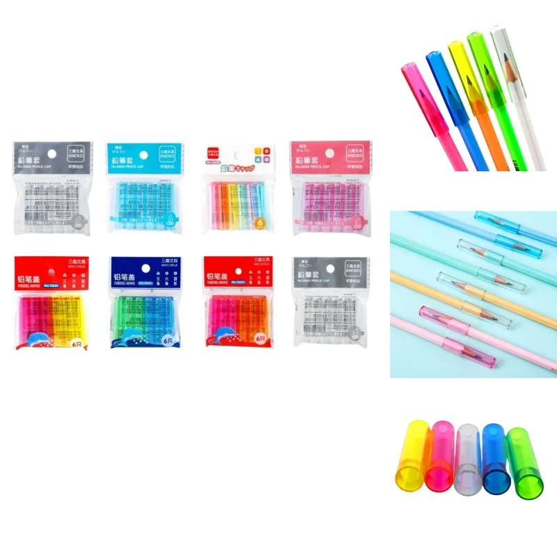 18Pieces Plastic Pencil Transparent Pencil Caps Pen Tip Covers Clear Pencil Tops for Kid Student Class Reward Dropship