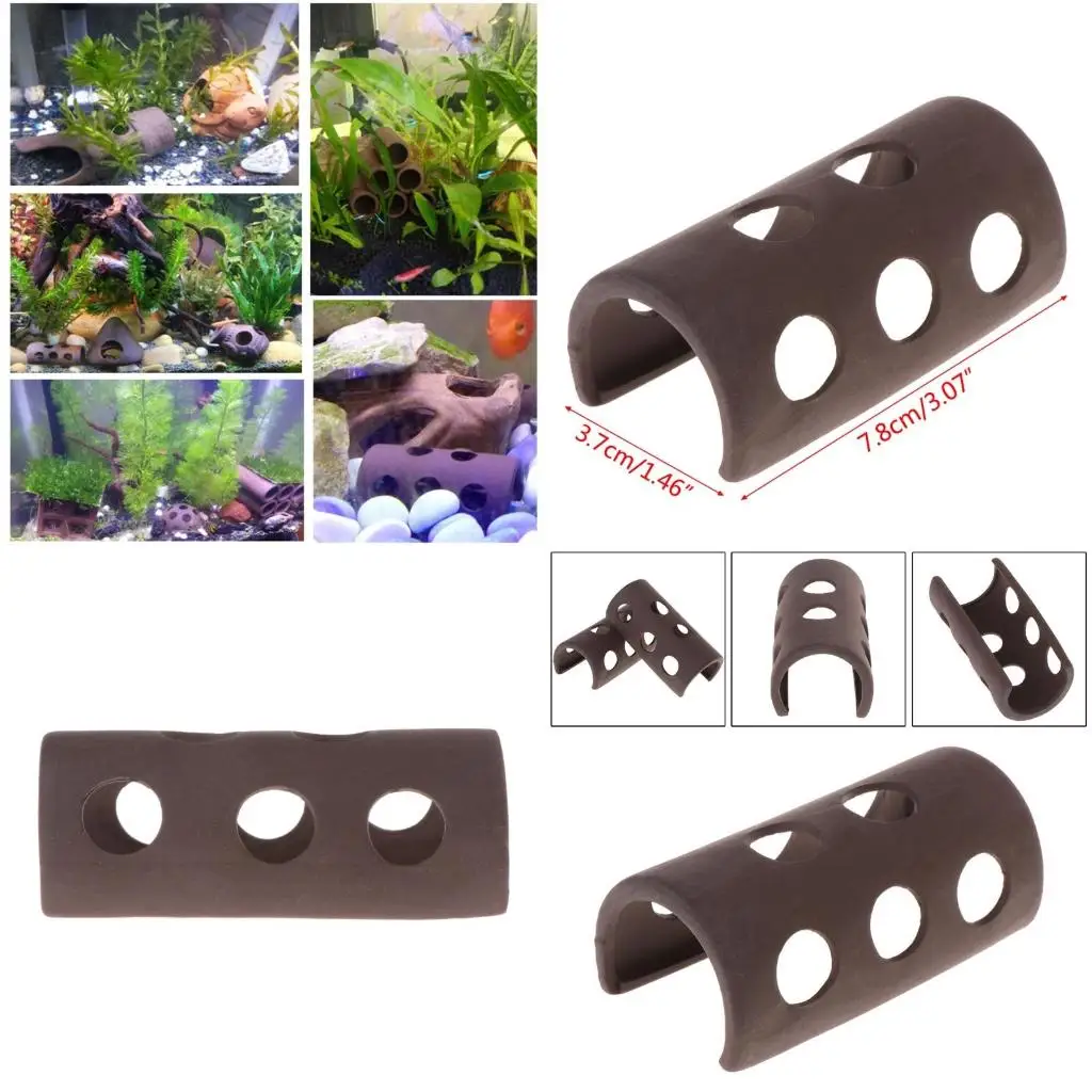 

Aquarium Decoration Cave Ceramic Tube Hideout Fish House Shrimp Hiding Spots high quality