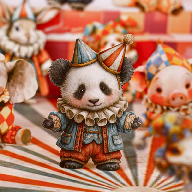 Mr. Paper Circus Stickers 16pcs, Cardstock Journal Material, Joyful Theme Collage, Creative Decor DIY Scrapbooking Greeting Card
